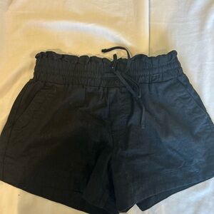 Black Linen Paperbag Shorts